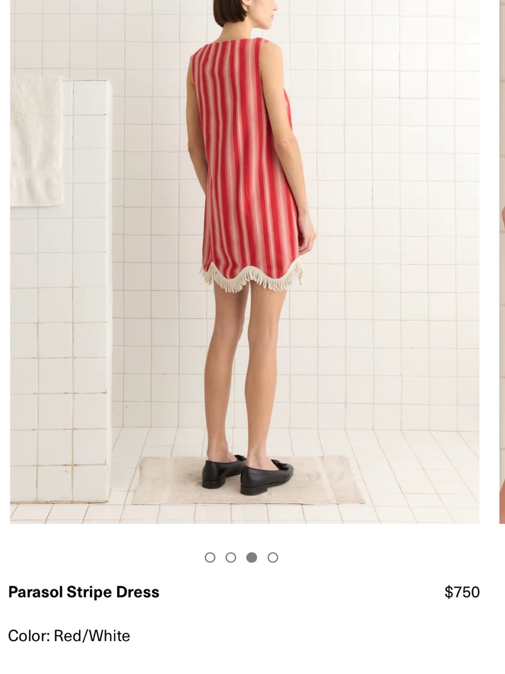 Red Striped Fringe Hem Shift Dress - Picture 4 of 16